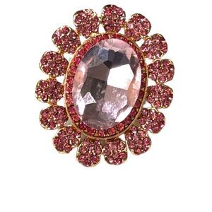 Elegant Adjustable Sunflower Ring With Sparkling Rhinestones